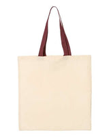 Q-Tees QTB6000 Economical Tote with Contrast-Color Handles #color_Natural/ Maroon