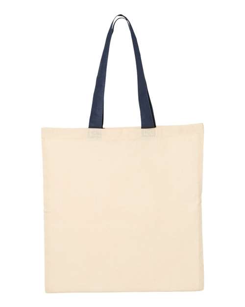 Q-Tees QTB6000 Economical Tote with Contrast-Color Handles #color_Natural/ Navy
