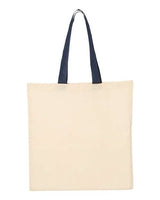 Q-Tees QTB6000 Economical Tote with Contrast-Color Handles #color_Natural/ Navy