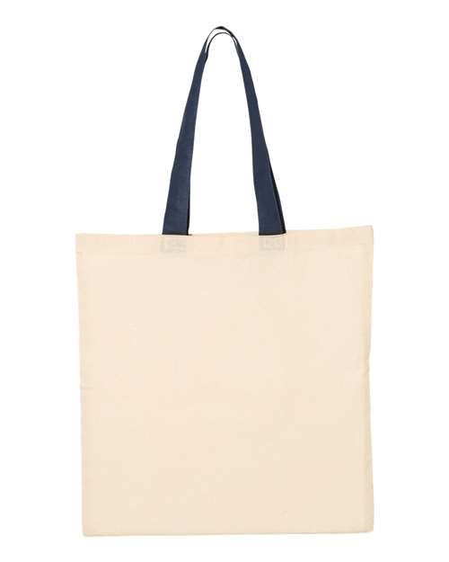 Q-Tees QTB6000 Economical Tote with Contrast-Color Handles #color_Natural/ Navy