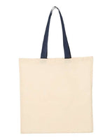 Q-Tees QTB6000 Economical Tote with Contrast-Color Handles #color_Natural/ Navy
