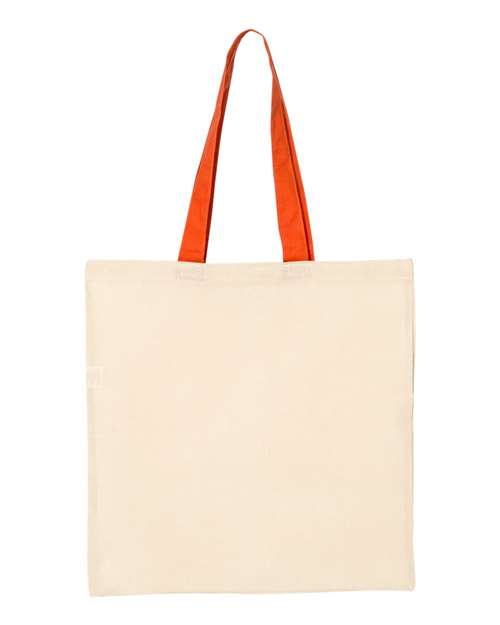 Q-Tees QTB6000 Economical Tote with Contrast-Color Handles #color_Natural/ Orange
