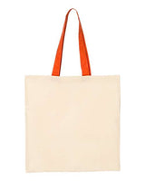 Q-Tees QTB6000 Economical Tote with Contrast-Color Handles #color_Natural/ Orange