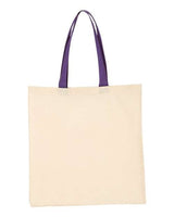 Q-Tees QTB6000 Economical Tote with Contrast-Color Handles #color_Natural/ Purple