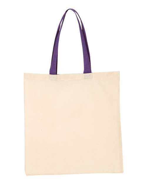 Q-Tees QTB6000 Economical Tote with Contrast-Color Handles #color_Natural/ Purple