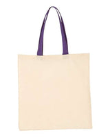 Q-Tees QTB6000 Economical Tote with Contrast-Color Handles #color_Natural/ Purple