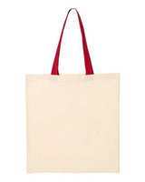 Q-Tees QTB6000 Economical Tote with Contrast-Color Handles #color_Natural/ Red