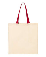 Q-Tees QTB6000 Economical Tote with Contrast-Color Handles #color_Natural/ Red