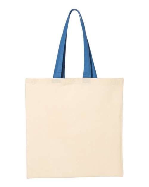 Q-Tees QTB6000 Economical Tote with Contrast-Color Handles #color_Natural/ Royal