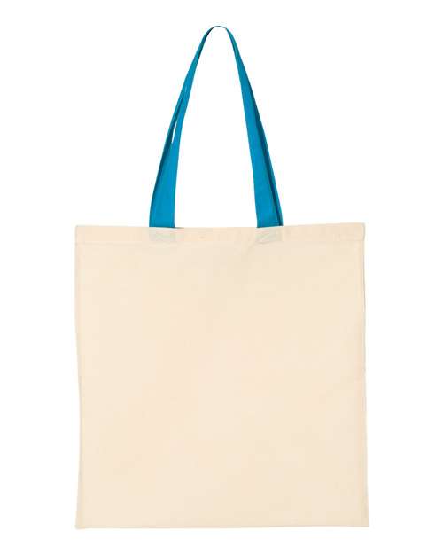 Q-Tees QTB6000 Economical Tote with Contrast-Color Handles #color_Natural/ Sapphire