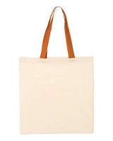 Q-Tees QTB6000 Economical Tote with Contrast-Color Handles #color_Natural/ Texas Orange