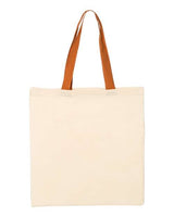 Q-Tees QTB6000 Economical Tote with Contrast-Color Handles #color_Natural/ Texas Orange
