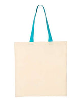 Q-Tees QTB6000 Economical Tote with Contrast-Color Handles #color_Natural/ Turquoise