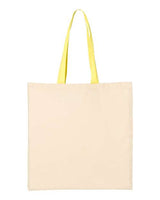Q-Tees QTB6000 Economical Tote with Contrast-Color Handles #color_Natural/ Yellow