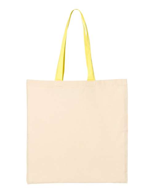 Q-Tees QTB6000 Economical Tote with Contrast-Color Handles #color_Natural/ Yellow