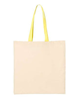 Q-Tees QTB6000 Economical Tote with Contrast-Color Handles #color_Natural/ Yellow