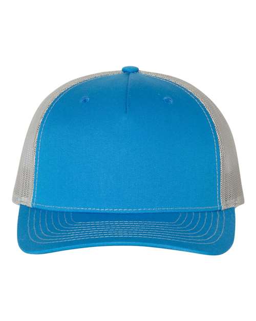 Richardson 112FP Five-Panel Trucker Cap #color_Cobalt Blue/ Grey