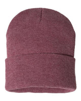 "Sportsman SP12 12" Solid Cuffed Beanie #color_Heather Cardinal"