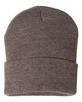 "Sportsman SP12 12" Solid Cuffed Beanie #color_Heather Brown"