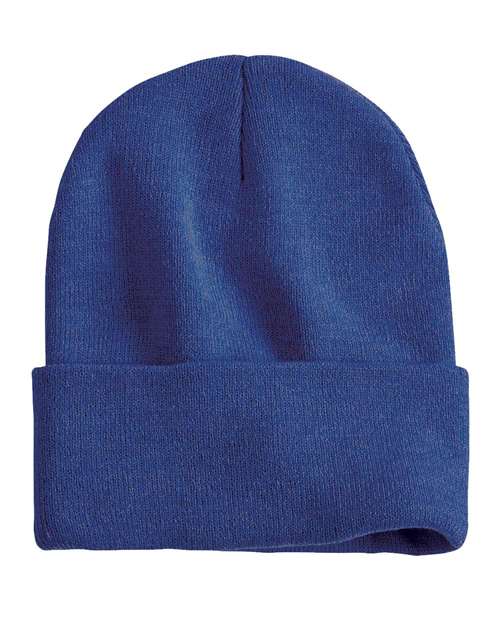 "Sportsman SP12 12" Solid Cuffed Beanie #color_Heather Dark Royal"
