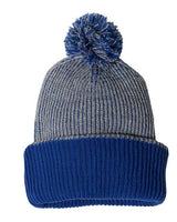 ""Sportsman SP70 12" Speckled Pom-Pom Cuffed Beanie" #color_Heather Grey/ Royal"