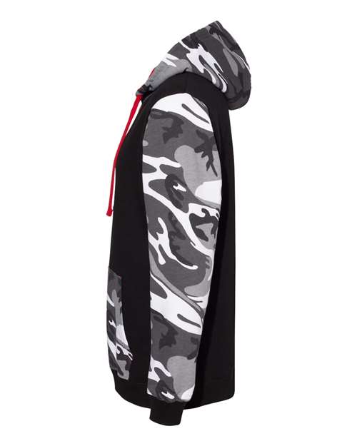 Code Five 3967 Men's Fashion Camo Hooded Sweatshirt #color_BLK/ URBN WD/ RD