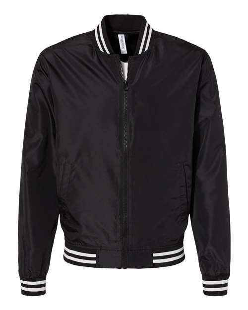 Independent Trading Co. EXP52BMR Lightweight Bomber Jacket #color_Black/ White Stripe