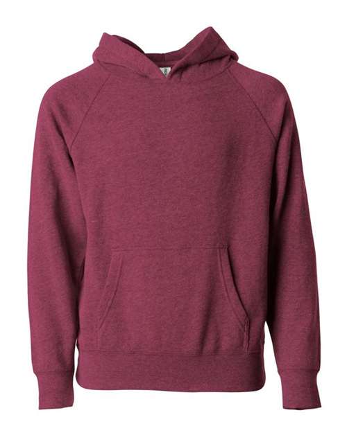 Independent Trading Co. PRM15YSB Youth Lightweight Special Blend Raglan Hooded Sweatshirt #color_Crimson