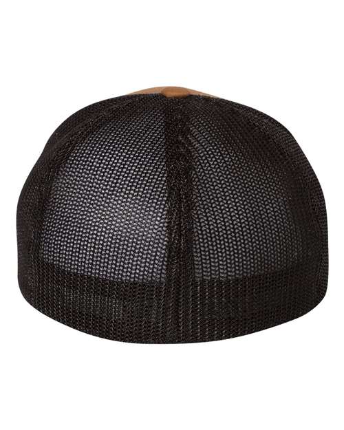 Flexfit 6511 Adult 6-Panel Trucker Hat #color_CARAMEL/ BLACK