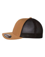 Flexfit 6511 Adult 6-Panel Trucker Hat #color_CARAMEL/ BLACK