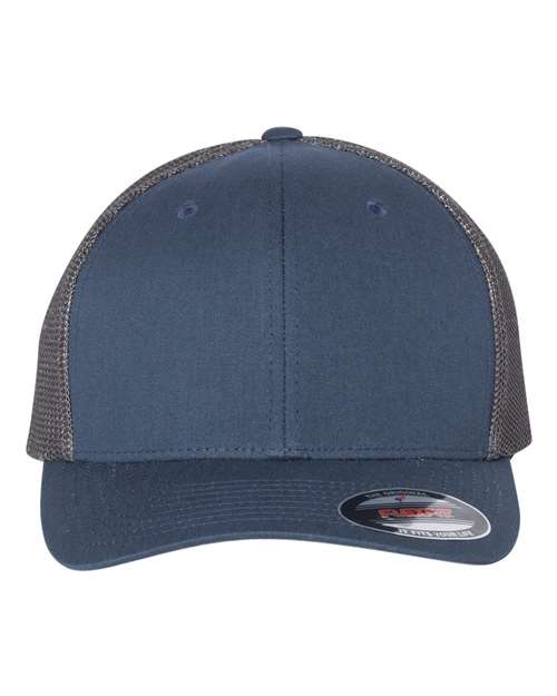 Flexfit 6511 Adult 6-Panel Trucker Hat #color_NAVY/ GRAPHITE