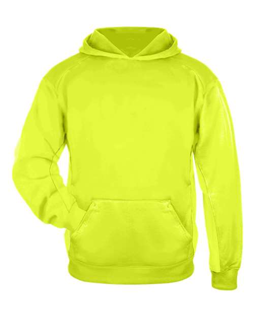 Badger 2454 Youth Performance Fleece Hooded Sweatshirt #color_Safety Yellow