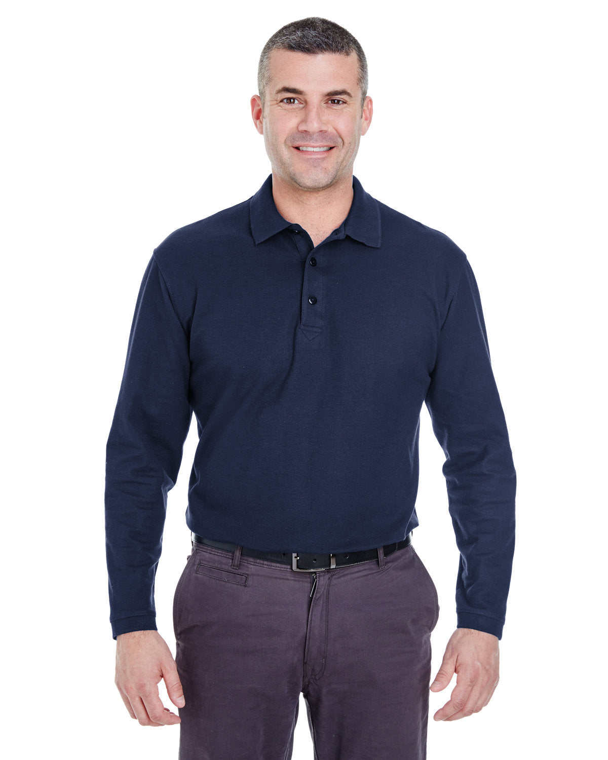 UltraClub 8542 Adult Long-Sleeve Whisper Piqu Polo