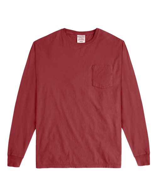 ComfortWash by Hanes GDH250 Unisex Garment-Dyed Long-Sleeve T-Shirt with Pocket #color_CAYENNE