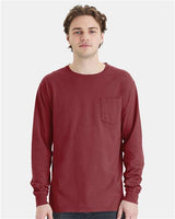 ComfortWash by Hanes GDH250 Unisex Garment-Dyed Long-Sleeve T-Shirt with Pocket #color_CAYENNE