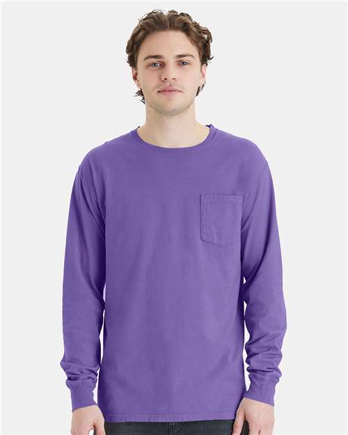 ComfortWash by Hanes GDH250 Unisex Garment-Dyed Long-Sleeve T-Shirt with Pocket #color_LAVENDER