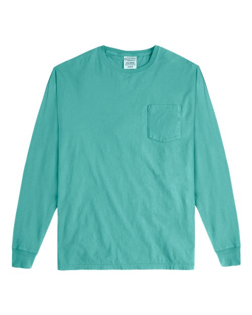 ComfortWash by Hanes GDH250 Unisex Garment-Dyed Long-Sleeve T-Shirt with Pocket #color_SPANISH MOSS