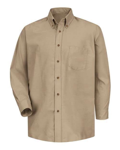 Red Kap SP90 Poplin Dress Shirt #color_Khaki - Sleeve 32/33