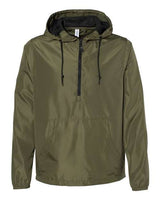 Independent Trading Co. EXP54LWP Lightweight Quarter-Zip Windbreaker Pullover Jacket #color_Army/ Black Zipper