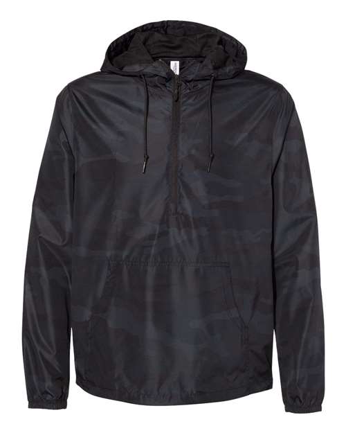 Independent Trading Co. EXP54LWP Lightweight Quarter-Zip Windbreaker Pullover Jacket #color_Black Camo