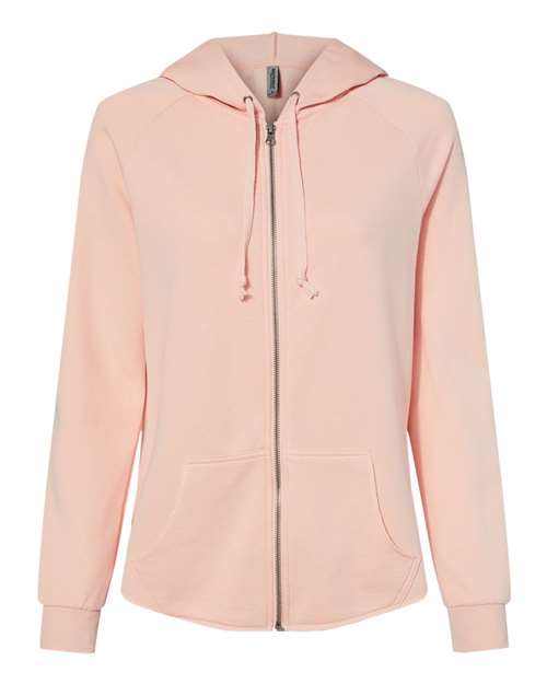 Independent Trading Co. PRM2500Z Women's California Wave Wash Full-Zip Hooded Sweatshirt #color_Blush