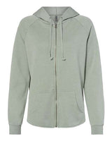 Independent Trading Co. PRM2500Z Women's California Wave Wash Full-Zip Hooded Sweatshirt #color_Sage