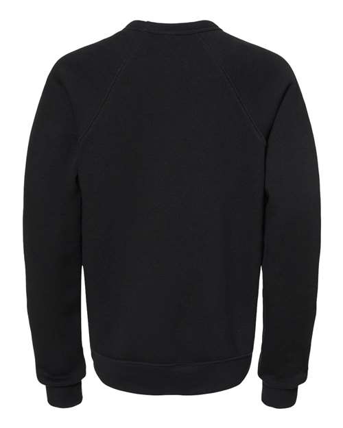Bella + Canvas 3901Y Youth Sponge Fleece Raglan Sweatshirt #color_BLACK
