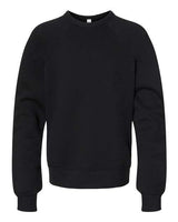 Bella + Canvas 3901Y Youth Sponge Fleece Raglan Sweatshirt #color_BLACK
