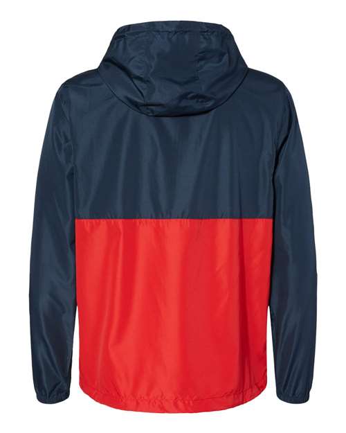 Independent Trading Co. EXP54LWP Lightweight Quarter-Zip Windbreaker Pullover Jacket #color_Classic Navy/ Red