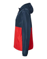 Independent Trading Co. EXP54LWP Lightweight Quarter-Zip Windbreaker Pullover Jacket #color_Classic Navy/ Red