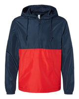 Independent Trading Co. EXP54LWP Lightweight Quarter-Zip Windbreaker Pullover Jacket #color_Classic Navy/ Red