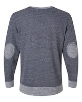 LAT 6965 Adult Harborside Melange French Terry Crewneck with Elbow Patches #color_NAVY MELANGE