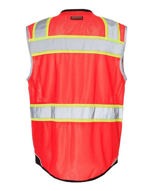 Kishigo 1515-1516 Premium Black Series Black Bottom Class 2 Vest #color_Fluorescent Red (1715)