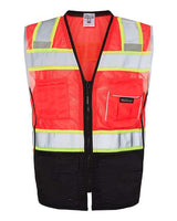 Kishigo 1515-1516 Premium Black Series Black Bottom Class 2 Vest #color_Fluorescent Red (1715)